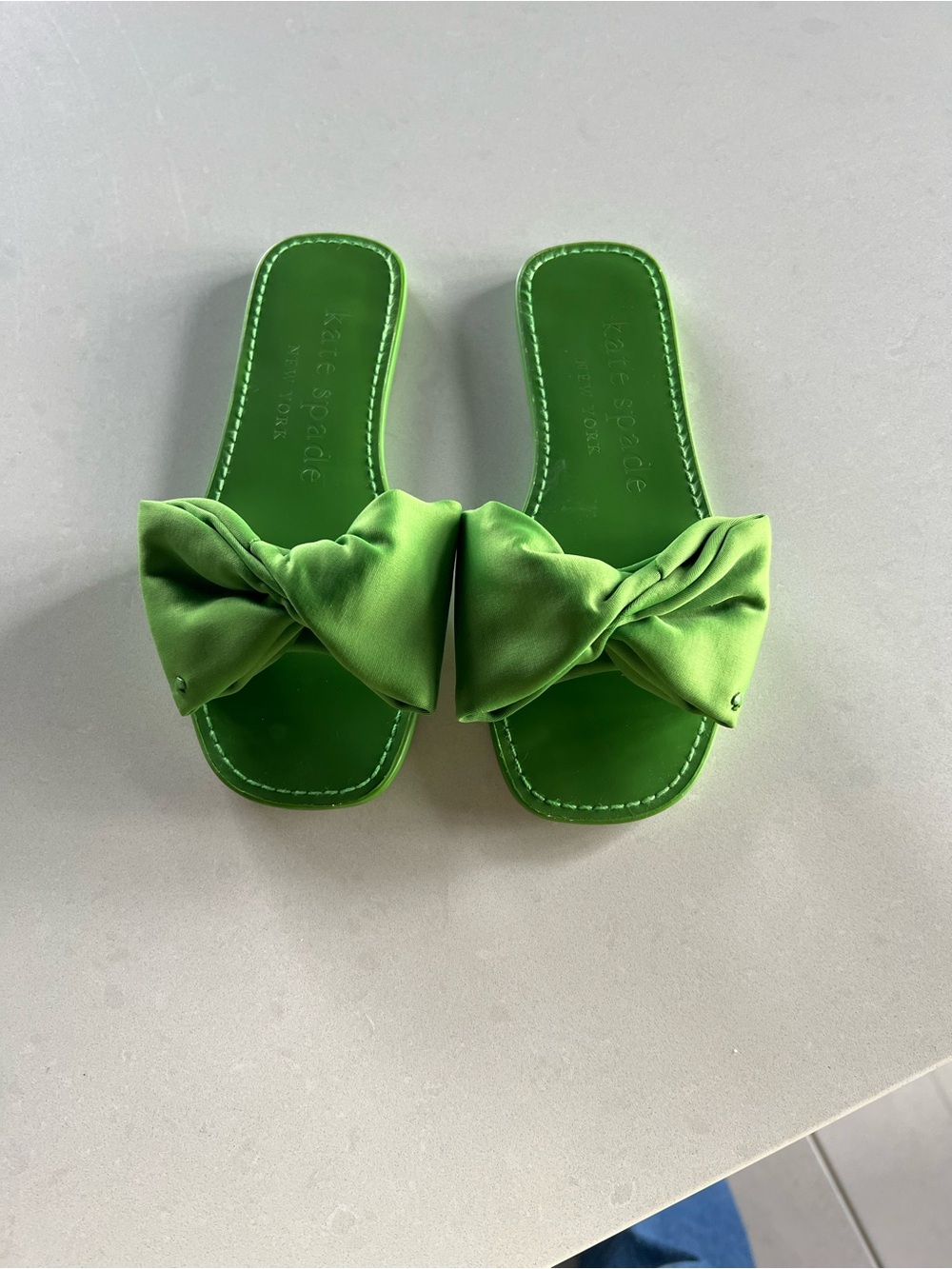Kate Spade Green Knot Slide Sandals